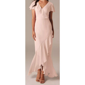 AW BRIDAL 6 S pearl pink chiffon Celia bridesmaid formal party maxi dress b22
